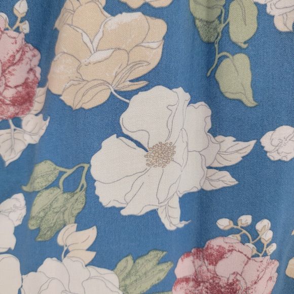 Alex & Jordan Blouse Womens Small Floral Blue Ruffle V Neck - Picture 10 of 10